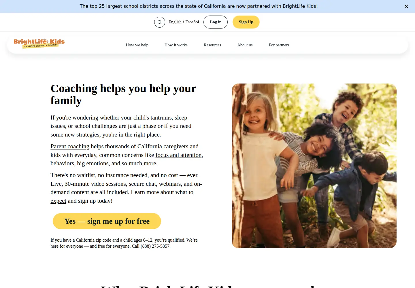 Captured homepage of brightlife.kids in the current scan