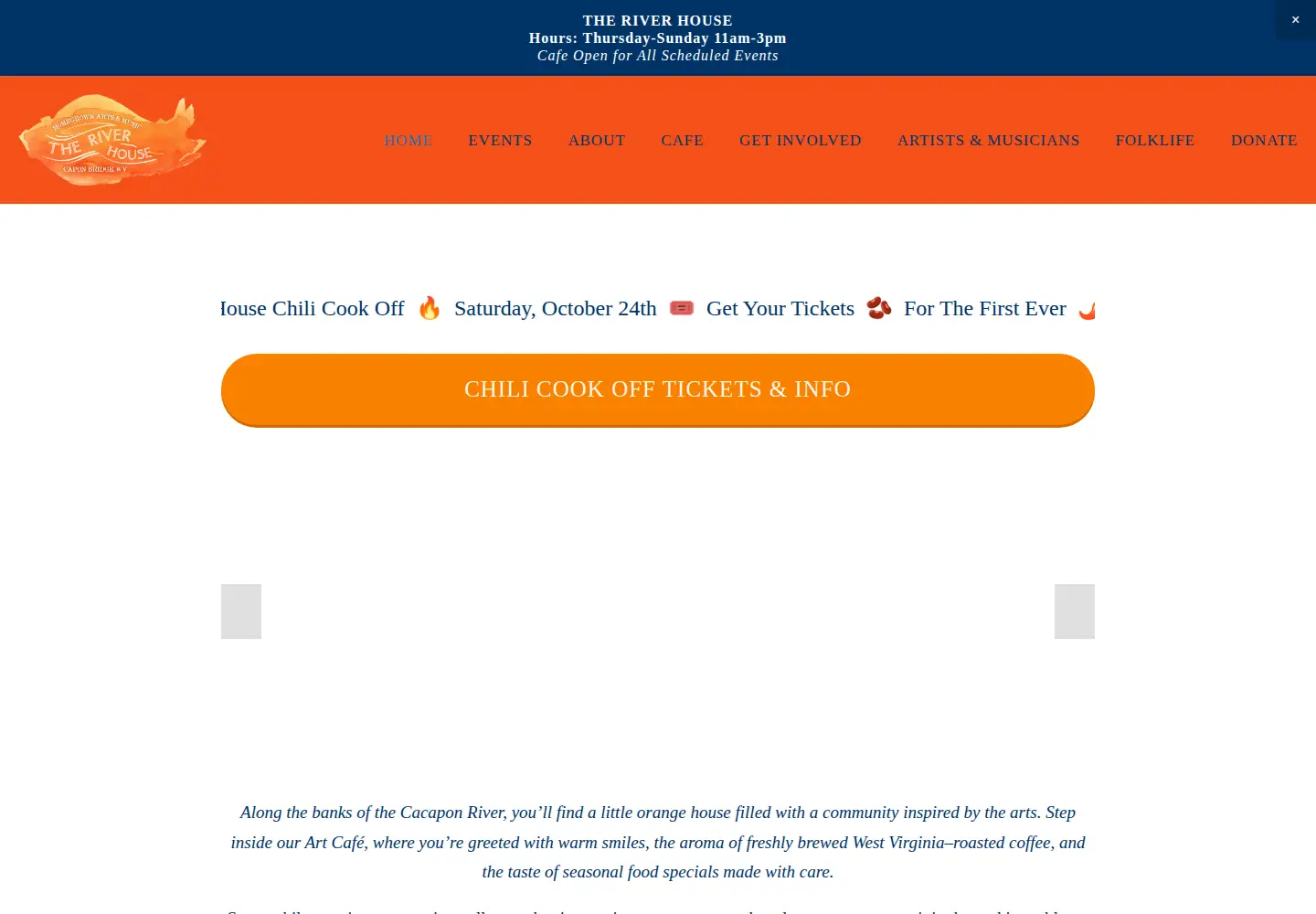 Screenshot of theriverhousewv.org