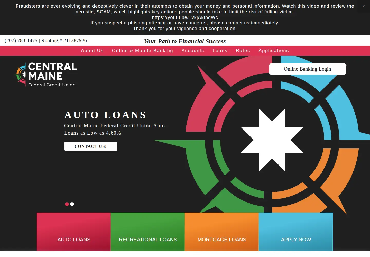 Screenshot of centralmainecu.com