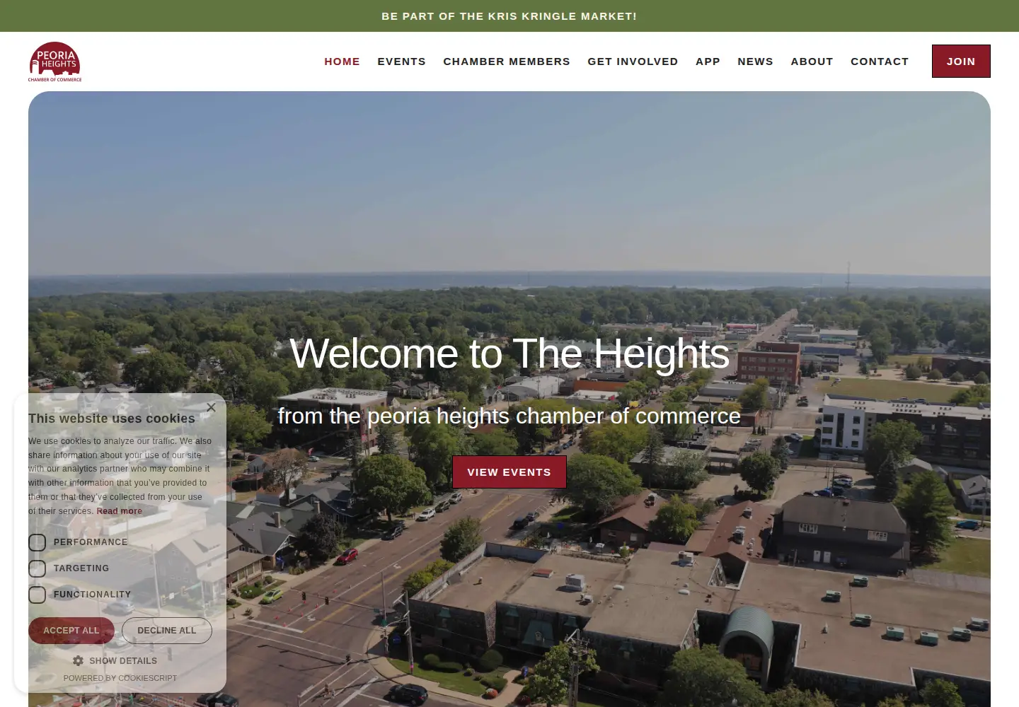 Captured homepage of peoriaheightschamber.com in the current scan