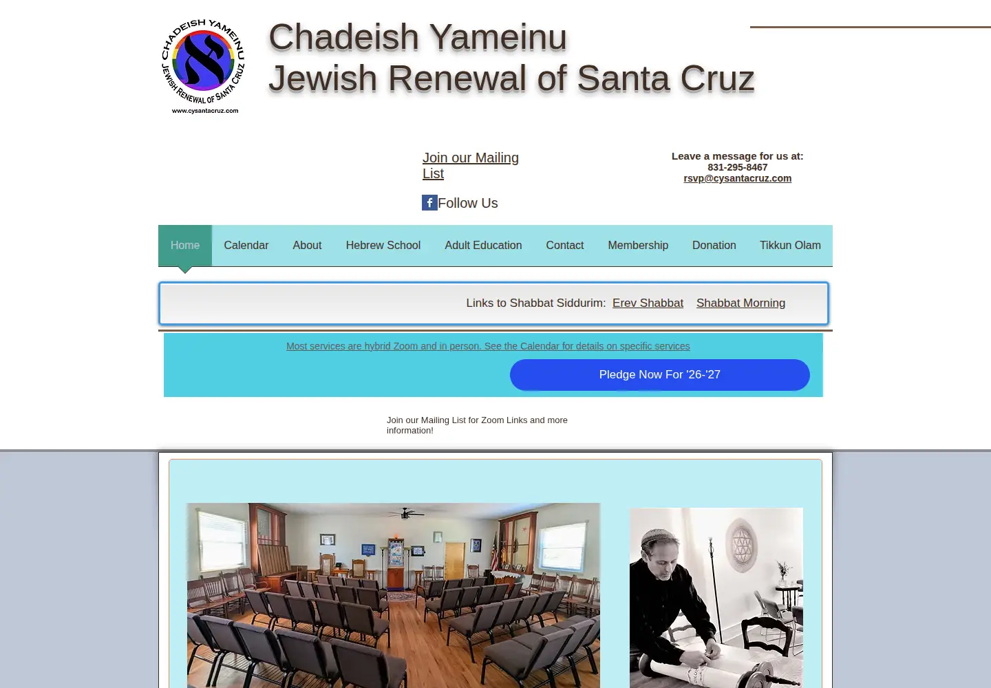 Captured homepage of cysantacruz.com in the current scan