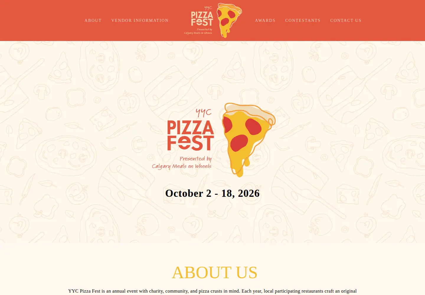 Captured homepage of yycpizzafest.com in the current scan