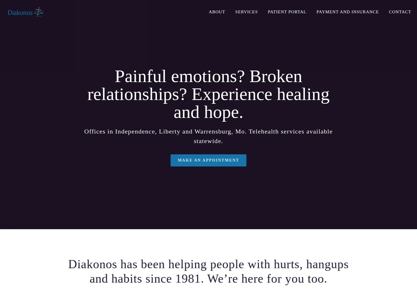 Screenshot of diakonoscounseling.com