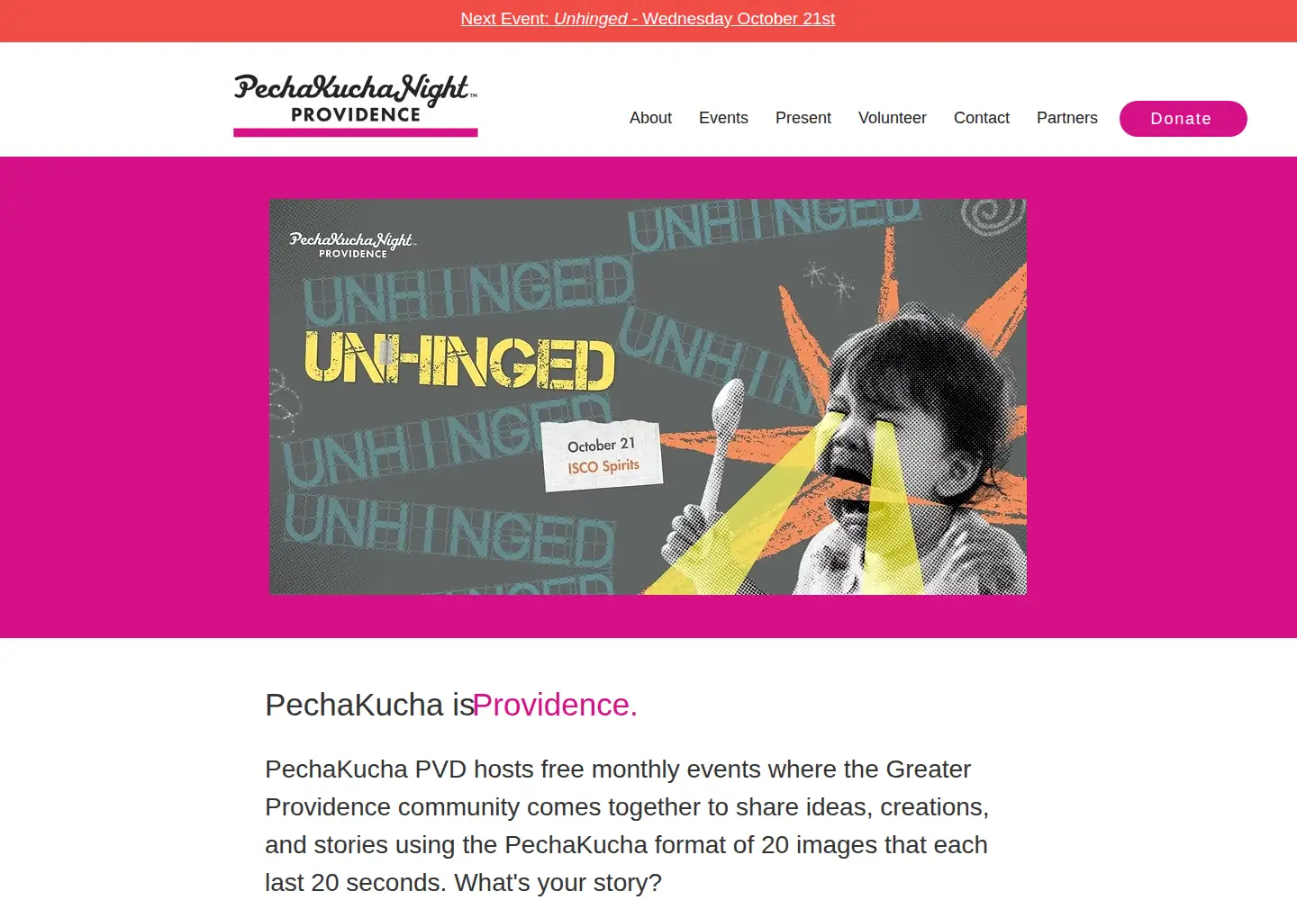 Captured homepage of pechakuchapvd.org in the current scan
