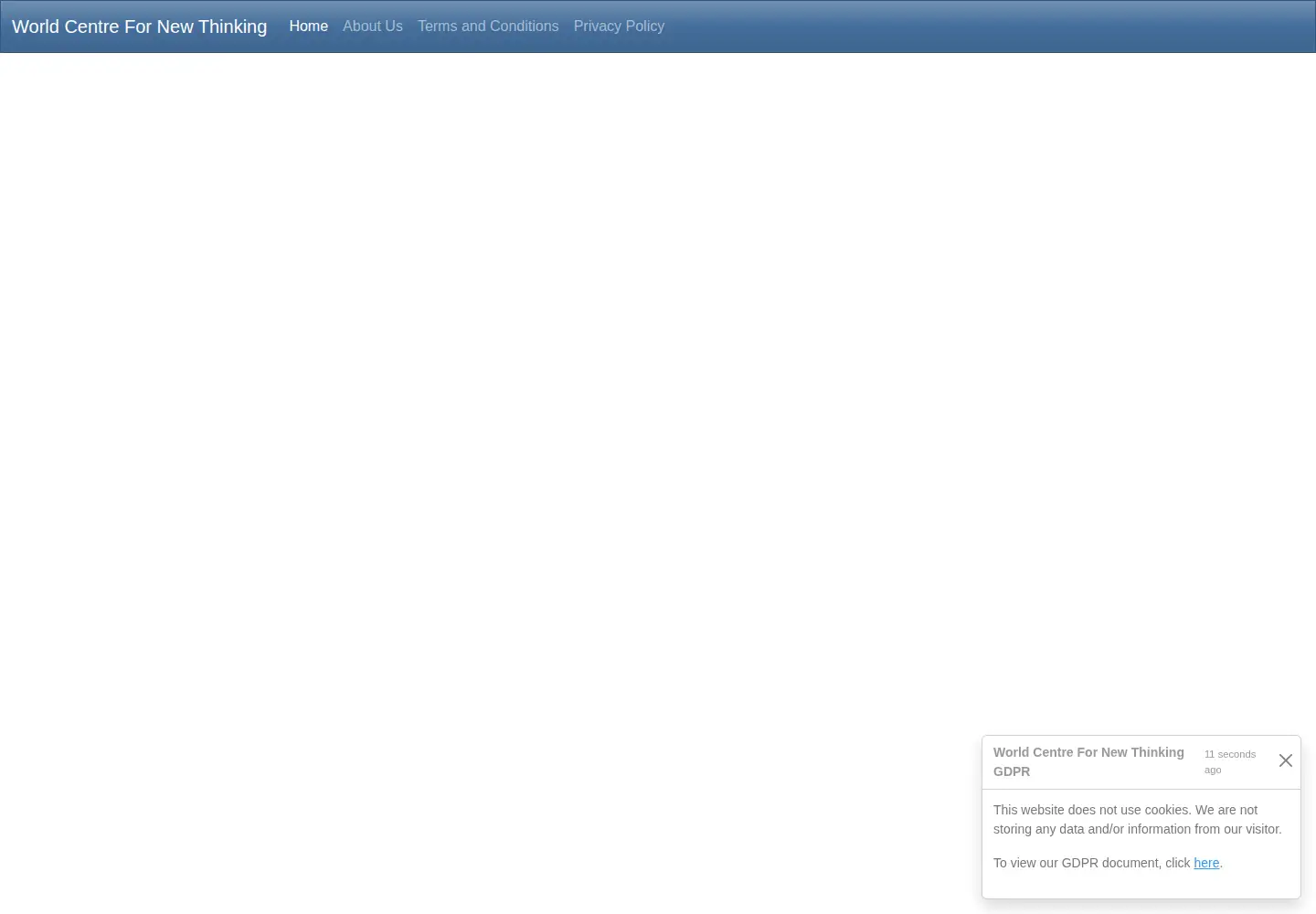 Captured homepage of worldcentrefornewthinking.org in the current scan