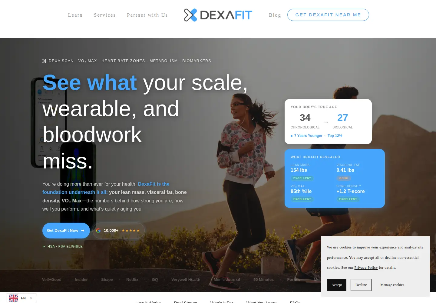 Captured homepage of dexafit.com in the current scan