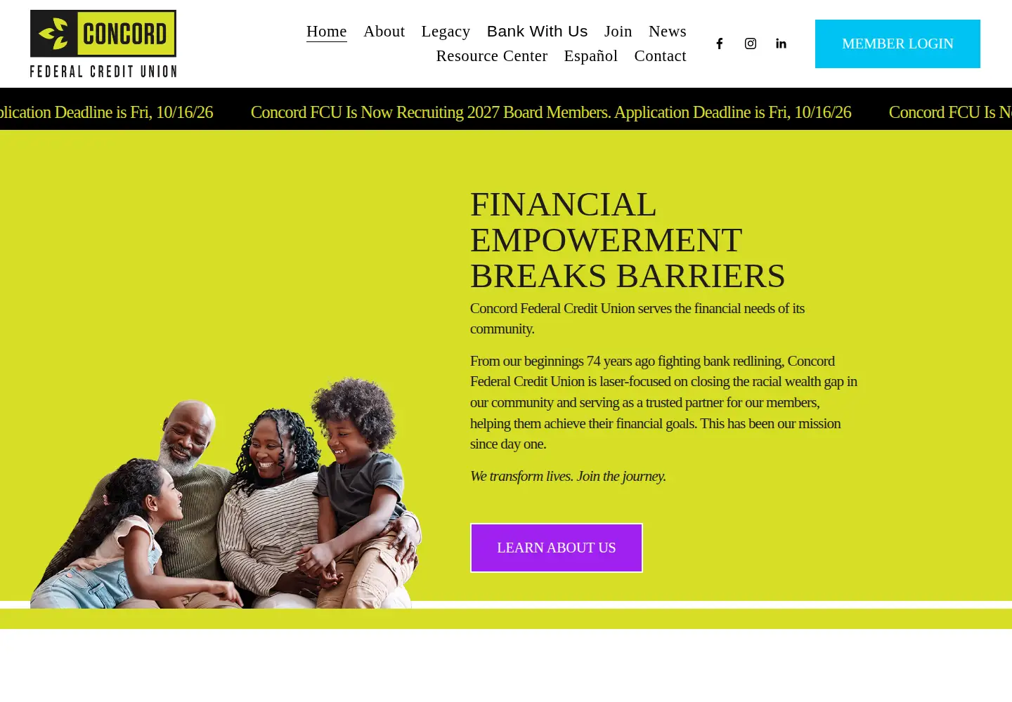 Captured homepage of concordfcu.org in the current scan