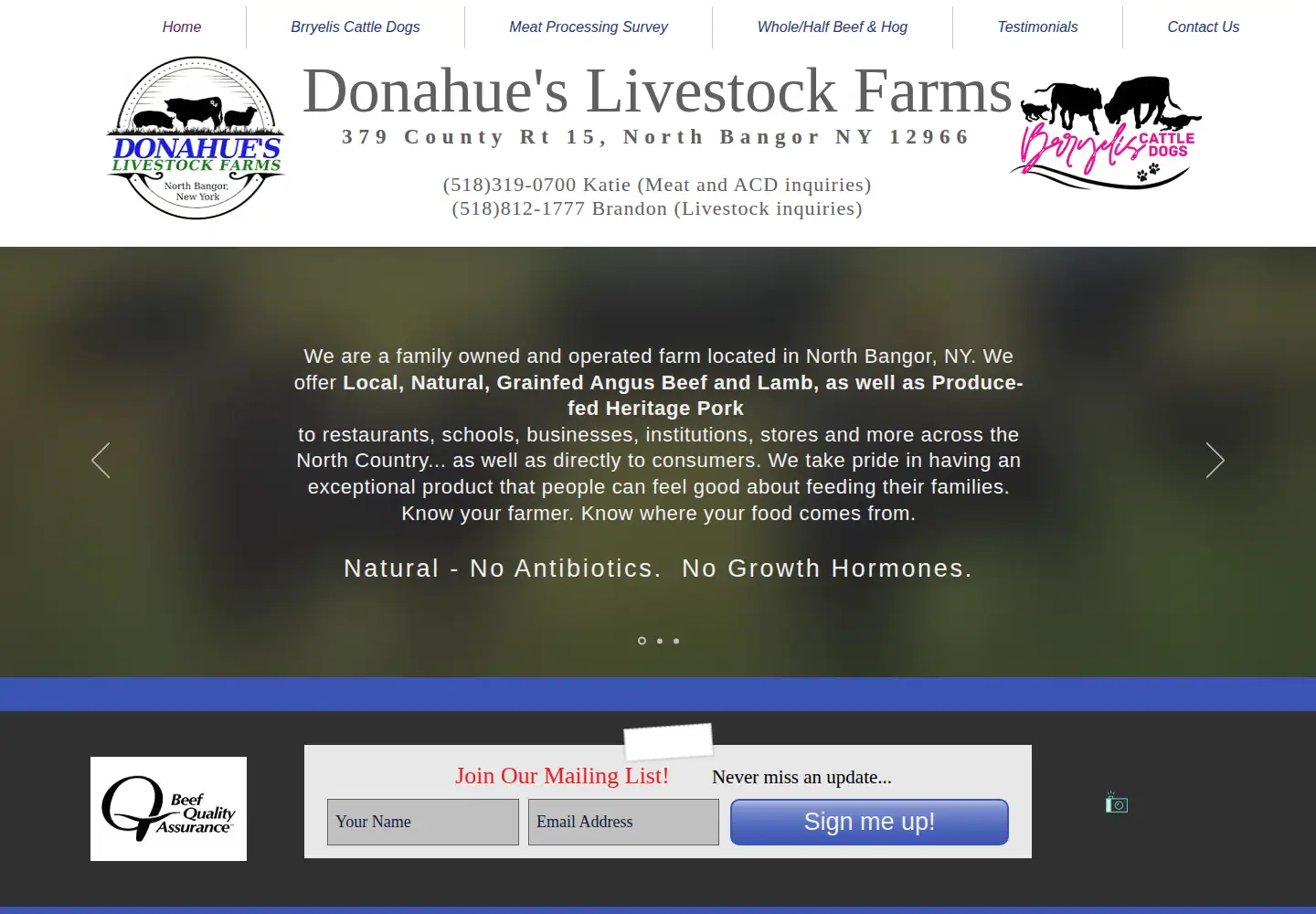 Captured homepage of donahueslivestockfarms.com in the current scan