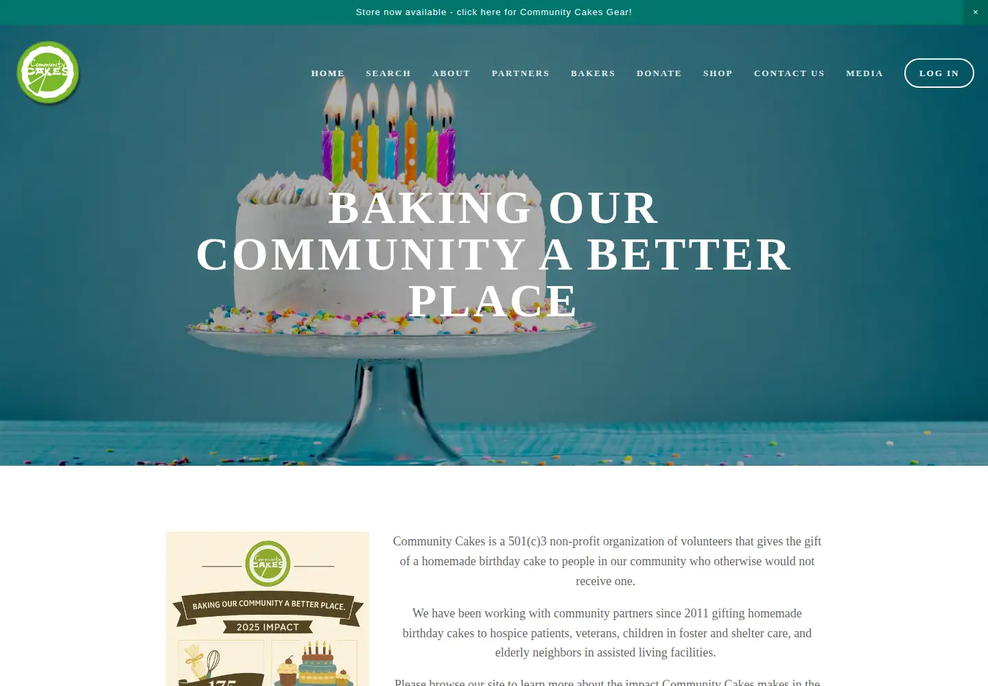 Captured homepage of communitycakes.org in the current scan