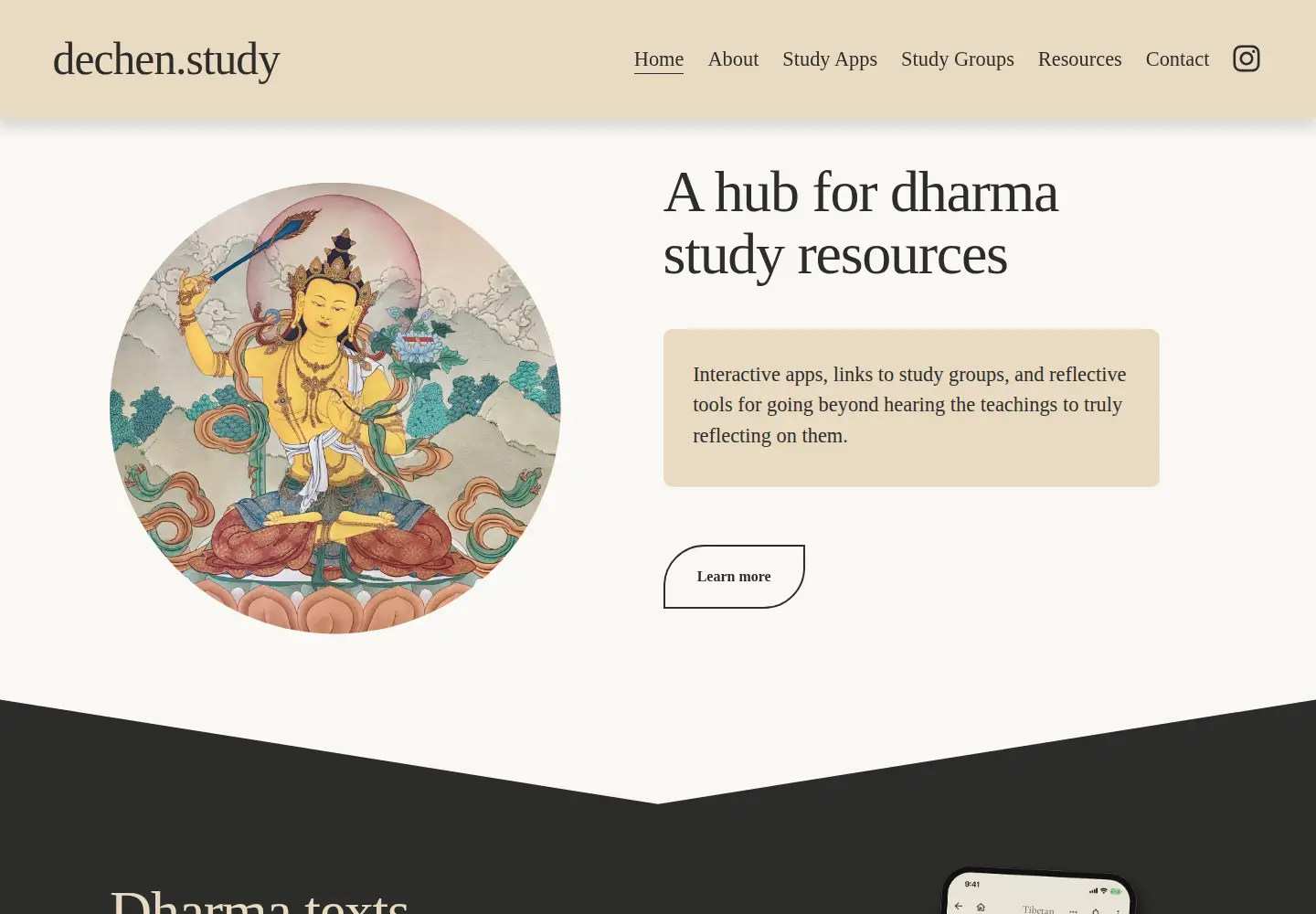 Captured homepage of dechen.study in the current scan