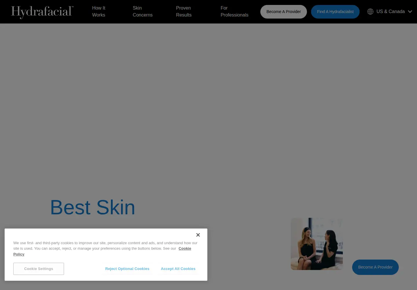 Screenshot of hydrafacial.com