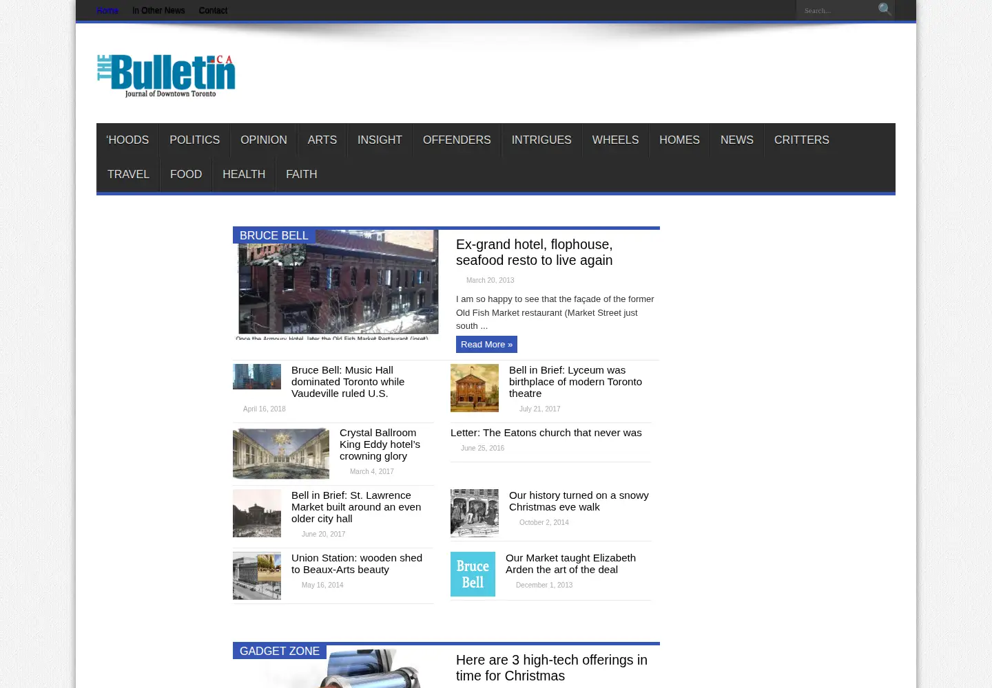 Captured homepage of thebulletin.ca in the current scan