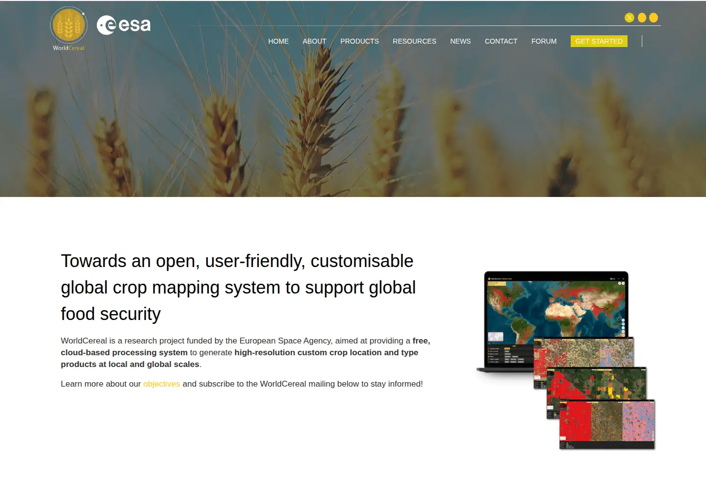 Screenshot of esa-worldcereal.org