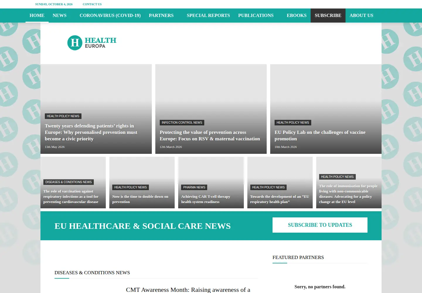 Captured homepage of healtheuropa.com in the current scan