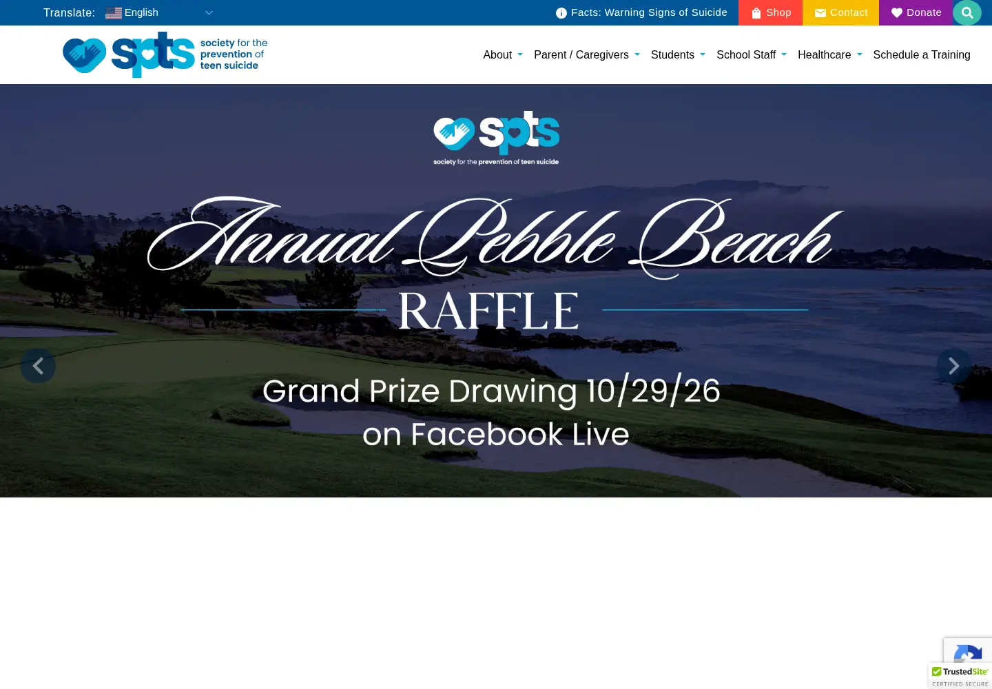 Captured homepage of sptsusa.org in the current scan