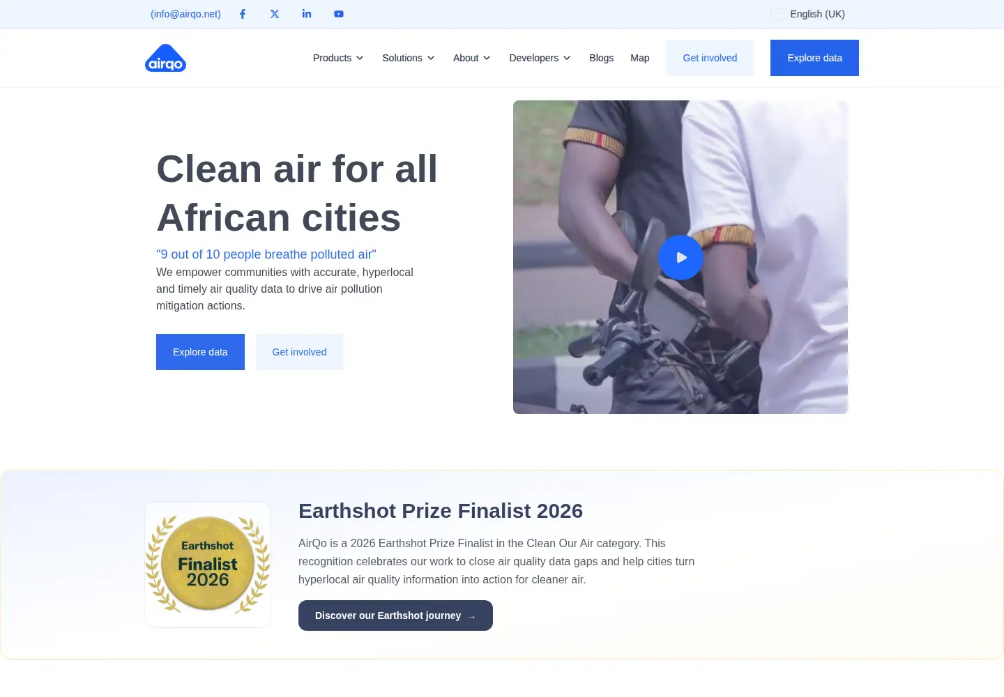 Screenshot of airqo.net