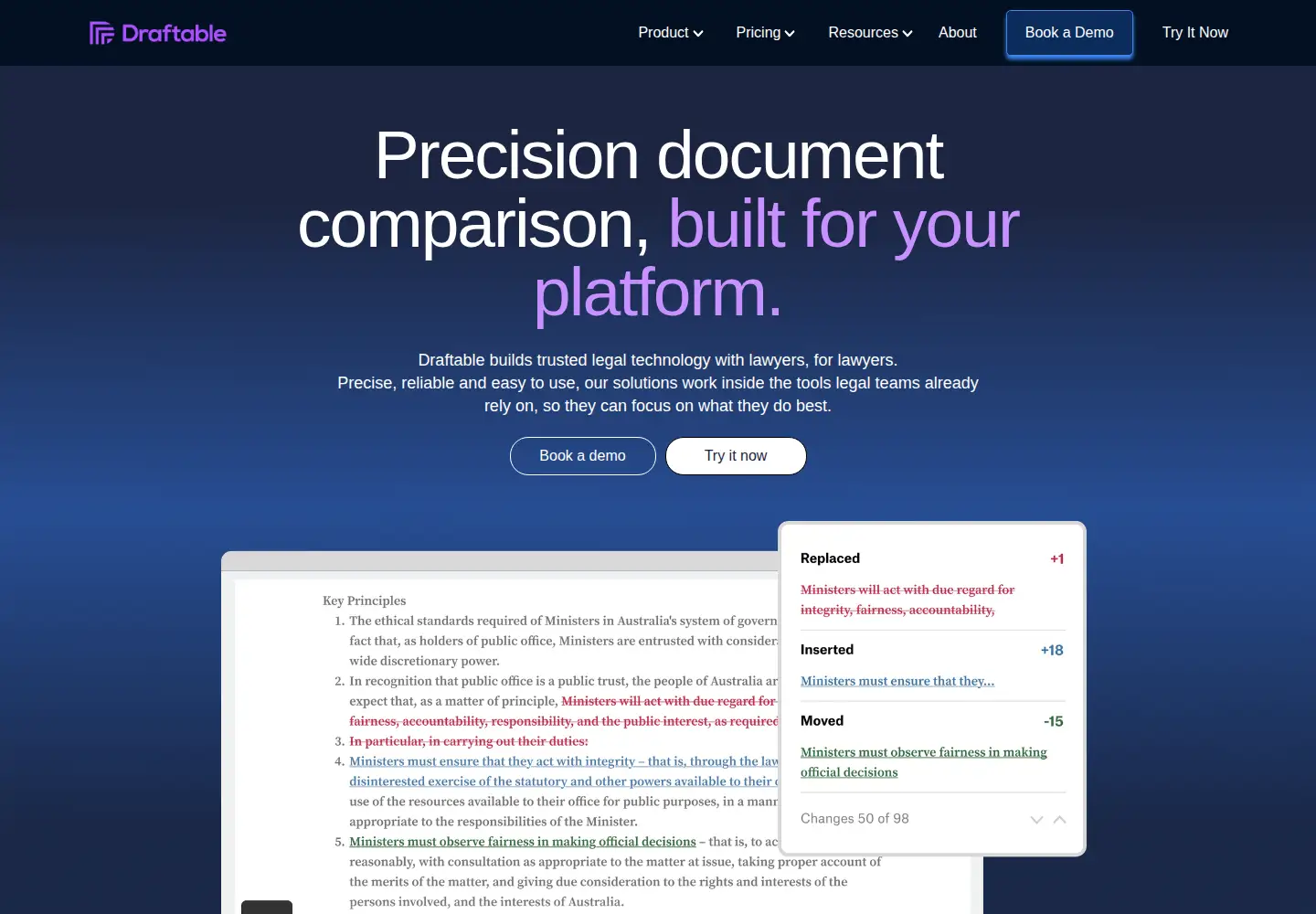 Screenshot of draftable.com