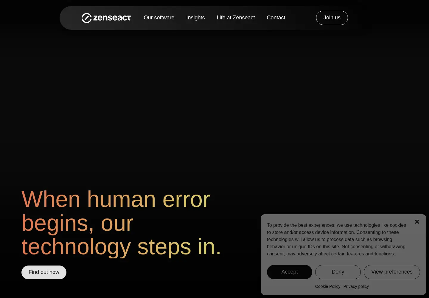 Captured homepage of zenseact.com in the current scan