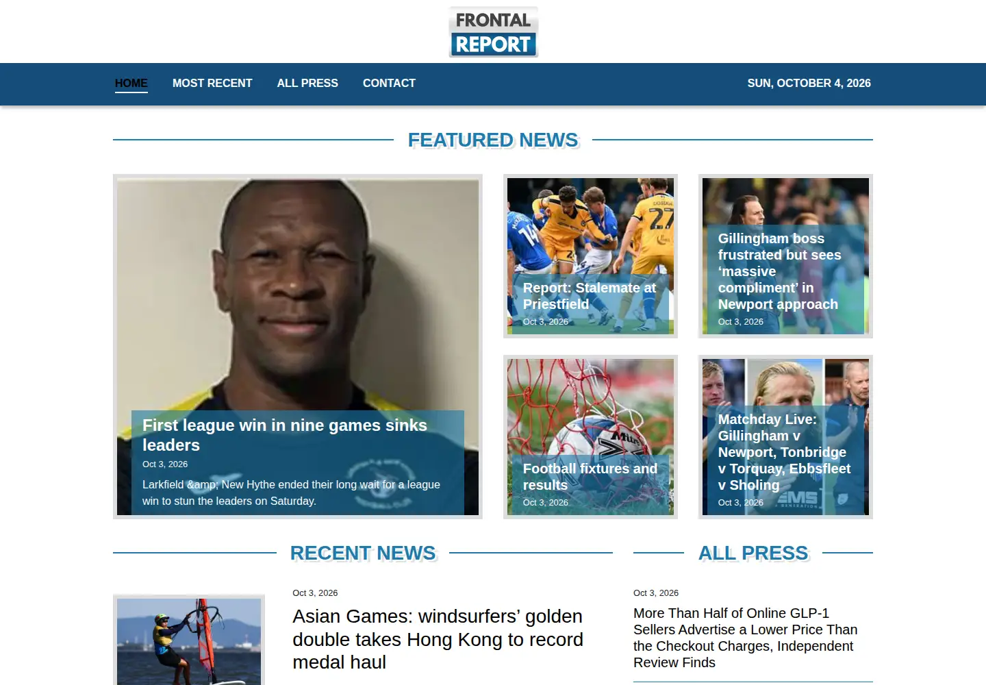 Screenshot of frontalreport.com