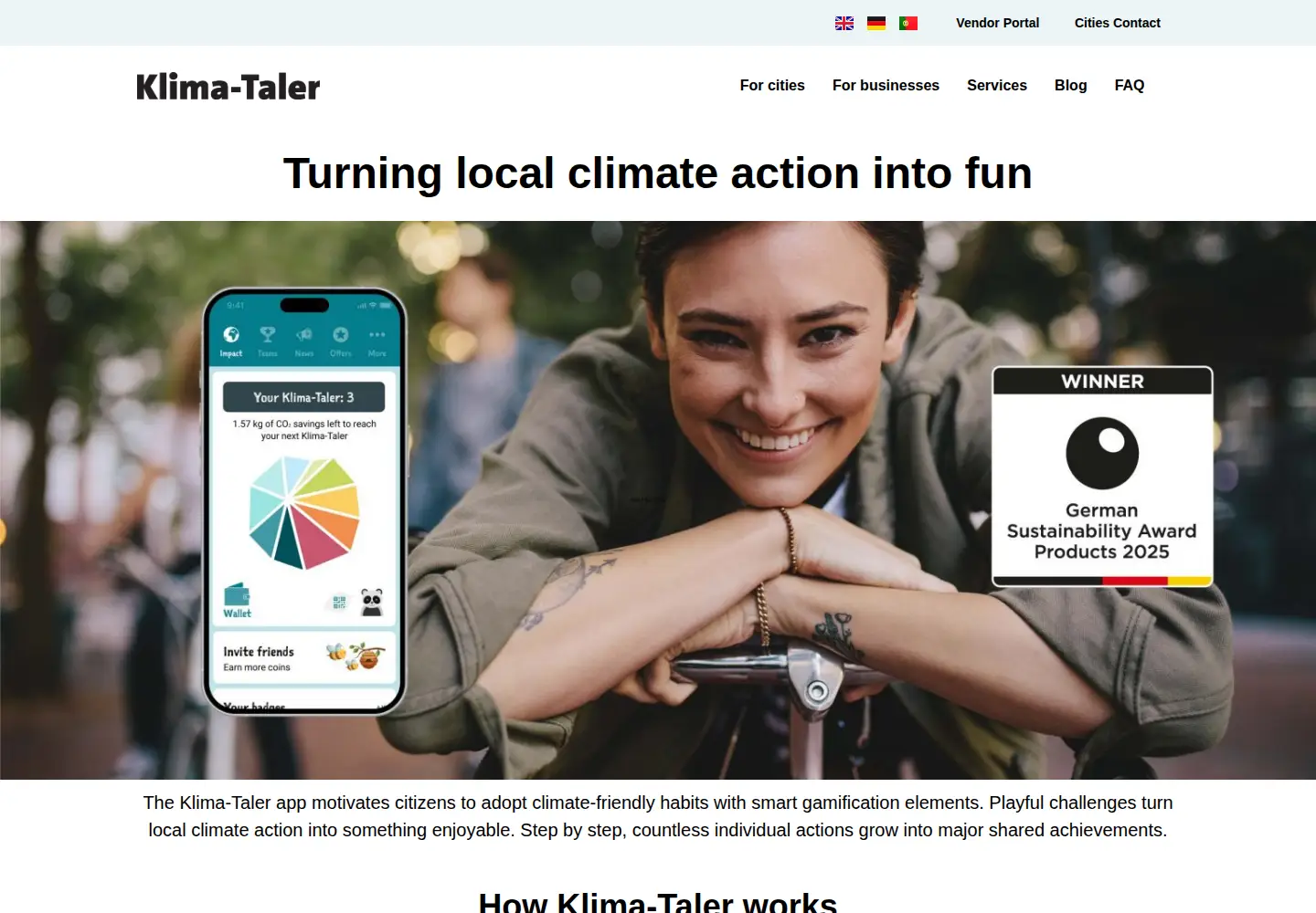 Captured homepage of klima-taler.com in the current scan