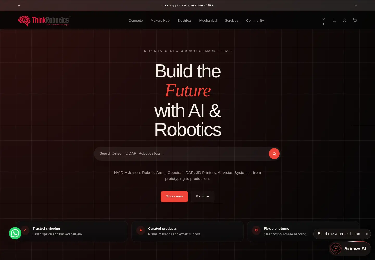 Captured homepage of thinkrobotics.com in the current scan
