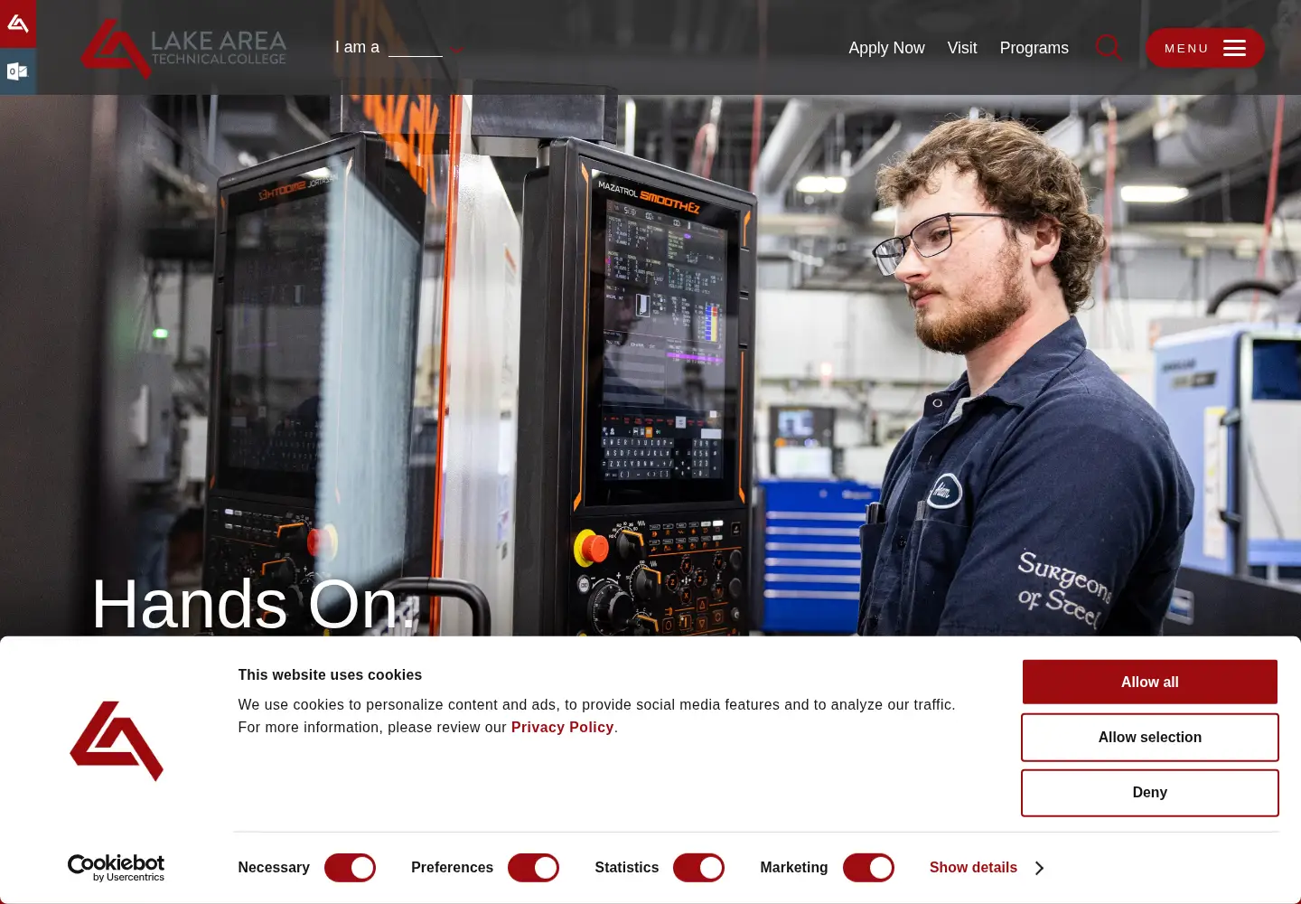 Screenshot of lakeareatech.edu