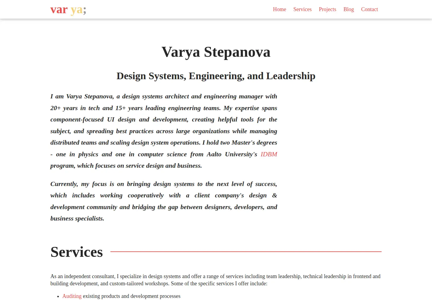 Screenshot of varya.me
