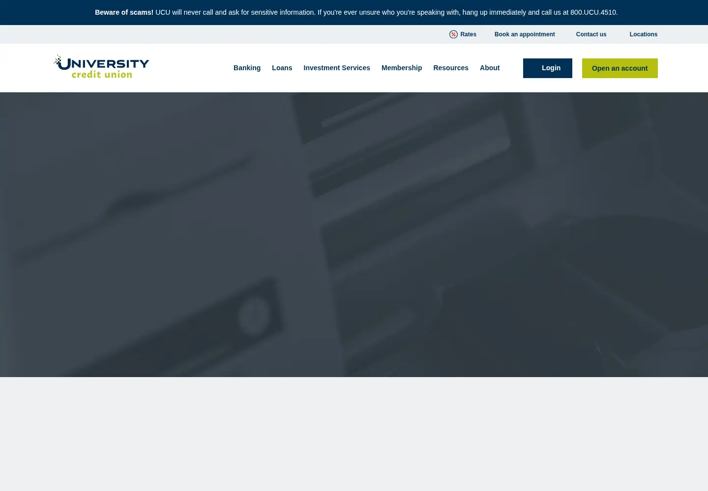 Captured homepage of ucu.org in the current scan