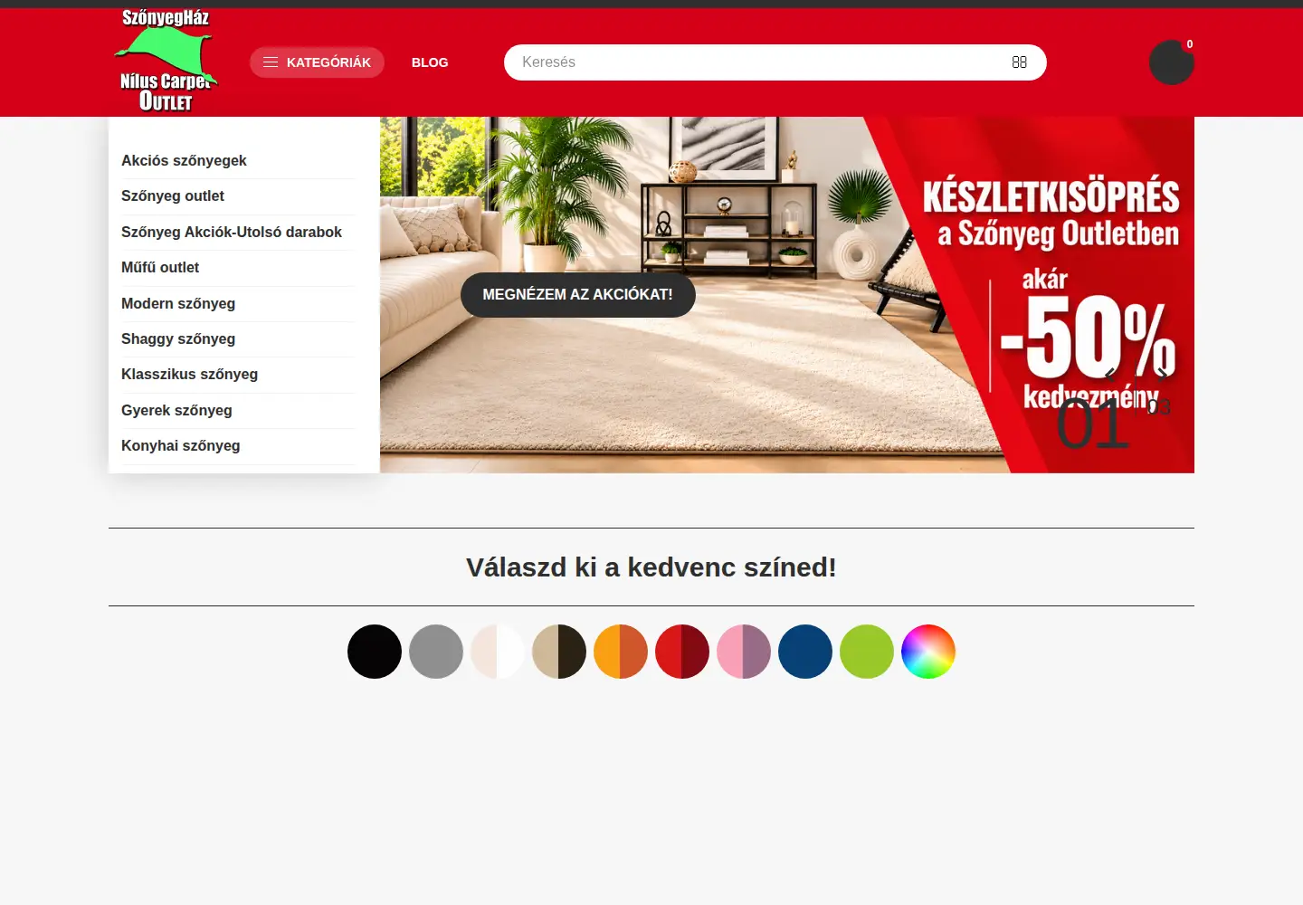 Screenshot of szonyeghaz.hu