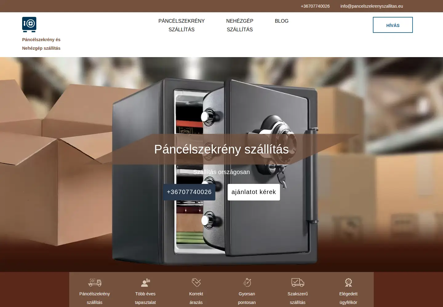 Screenshot of pancelszekrenyszallitas.eu