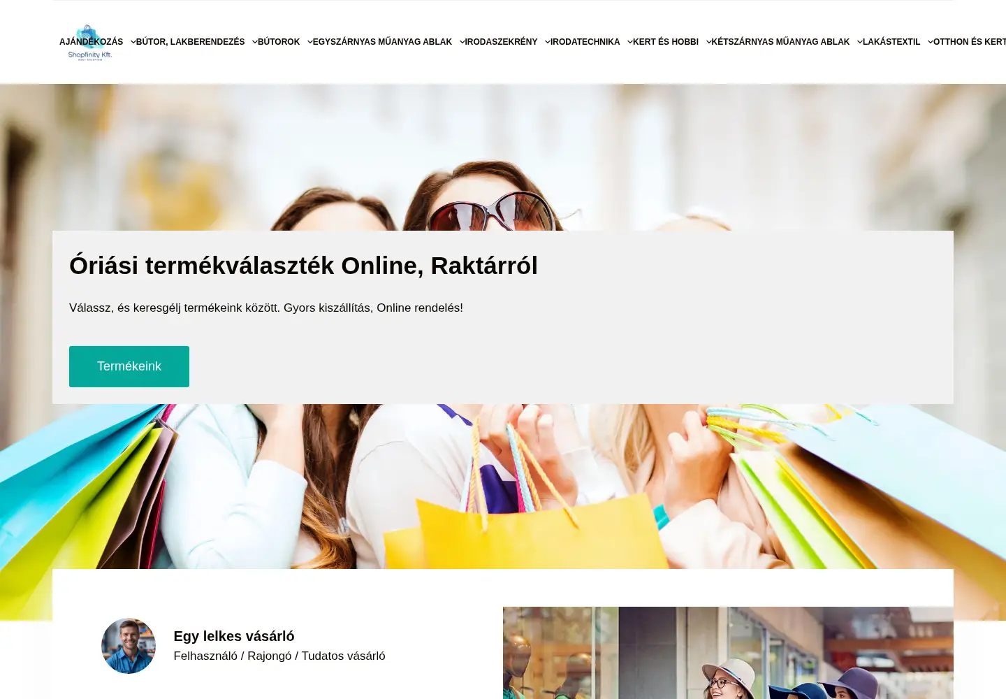 Captured homepage of shoppercenter.hu in the current scan