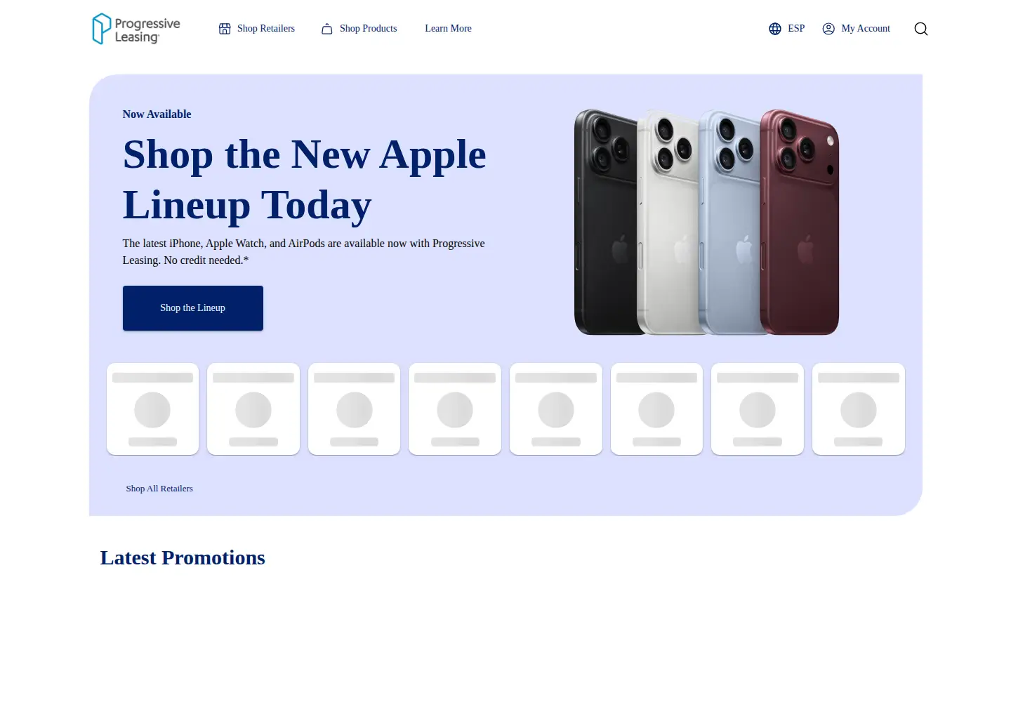 Captured homepage of progleasing.com in the current scan