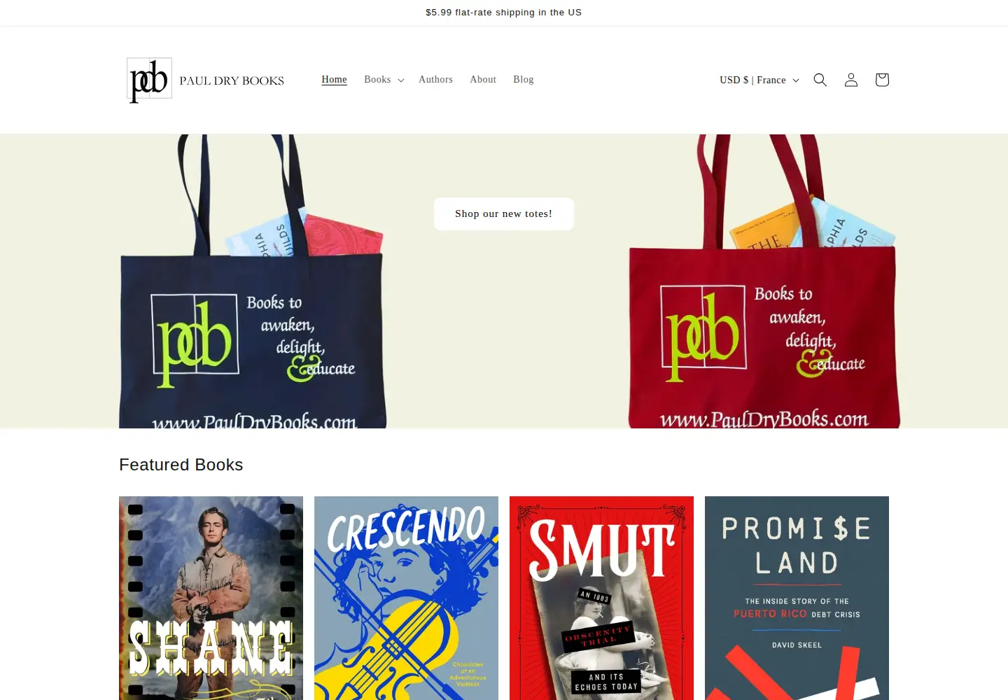 Screenshot of pauldrybooks.com