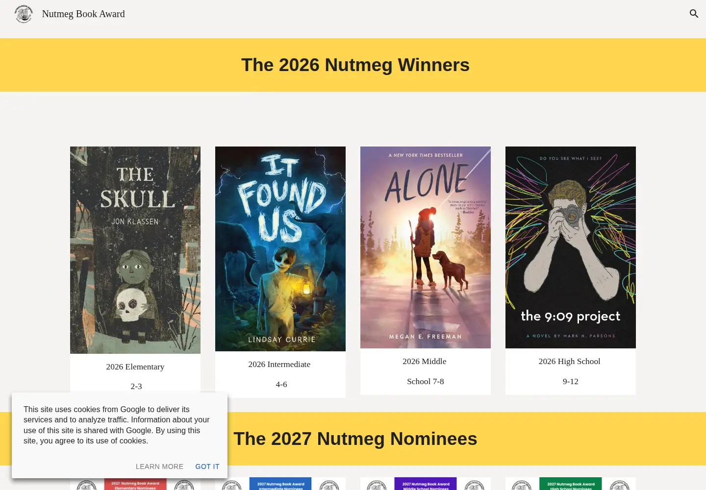 Screenshot of nutmegaward.org