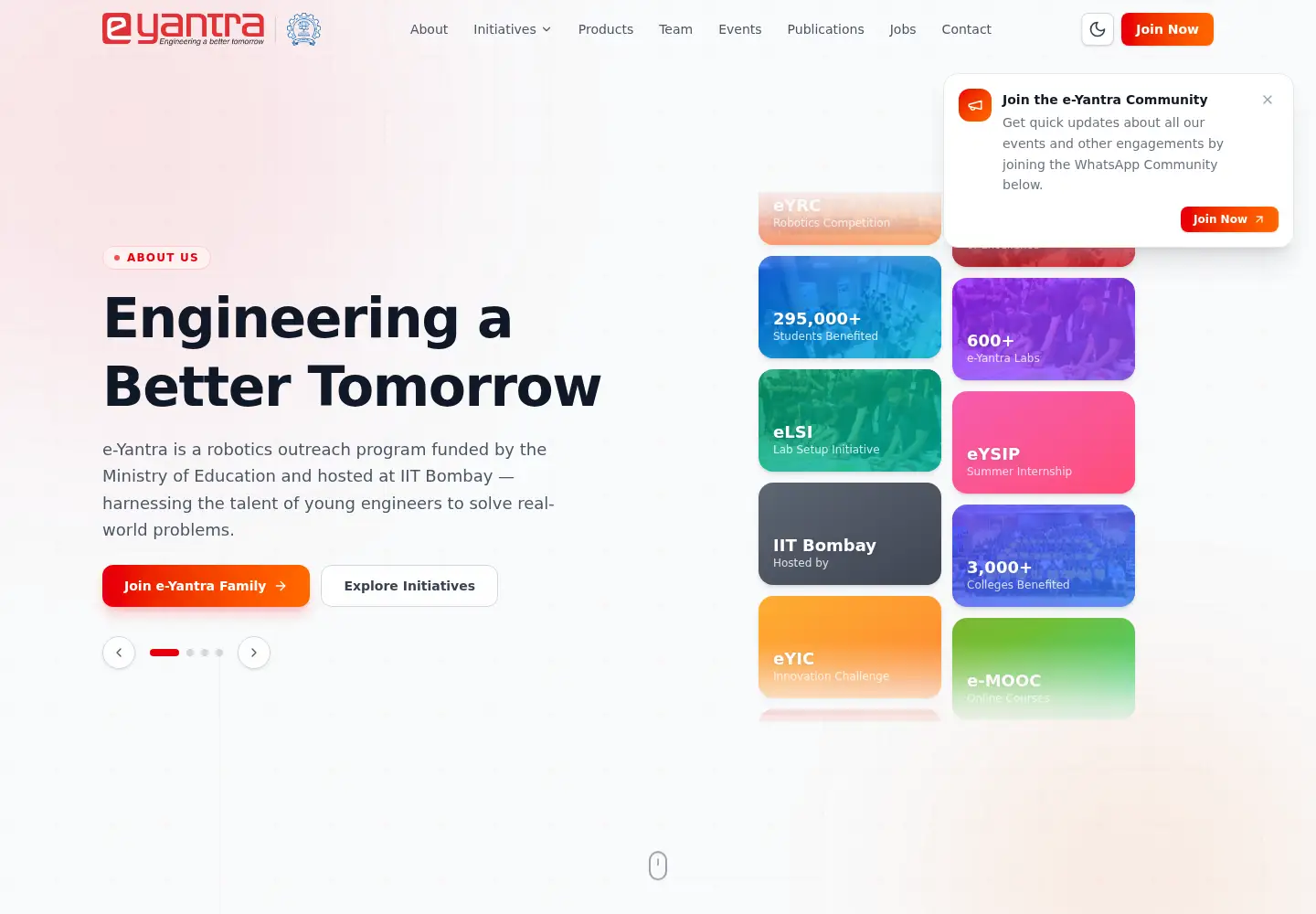 Screenshot of e-yantra.org