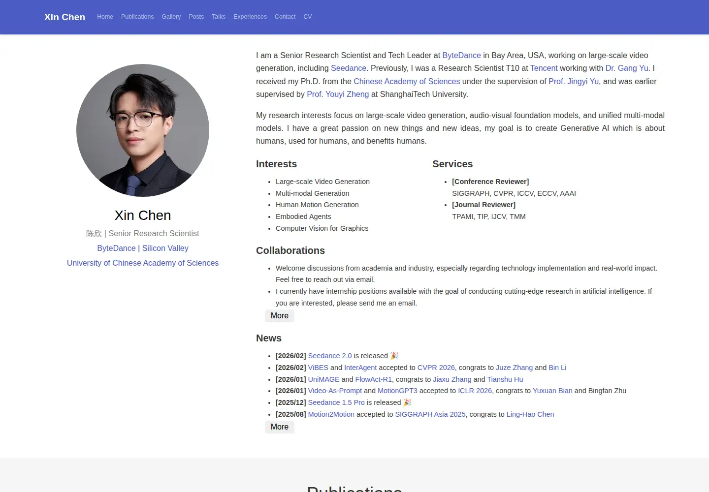 Captured homepage of chenxin.tech in the current scan