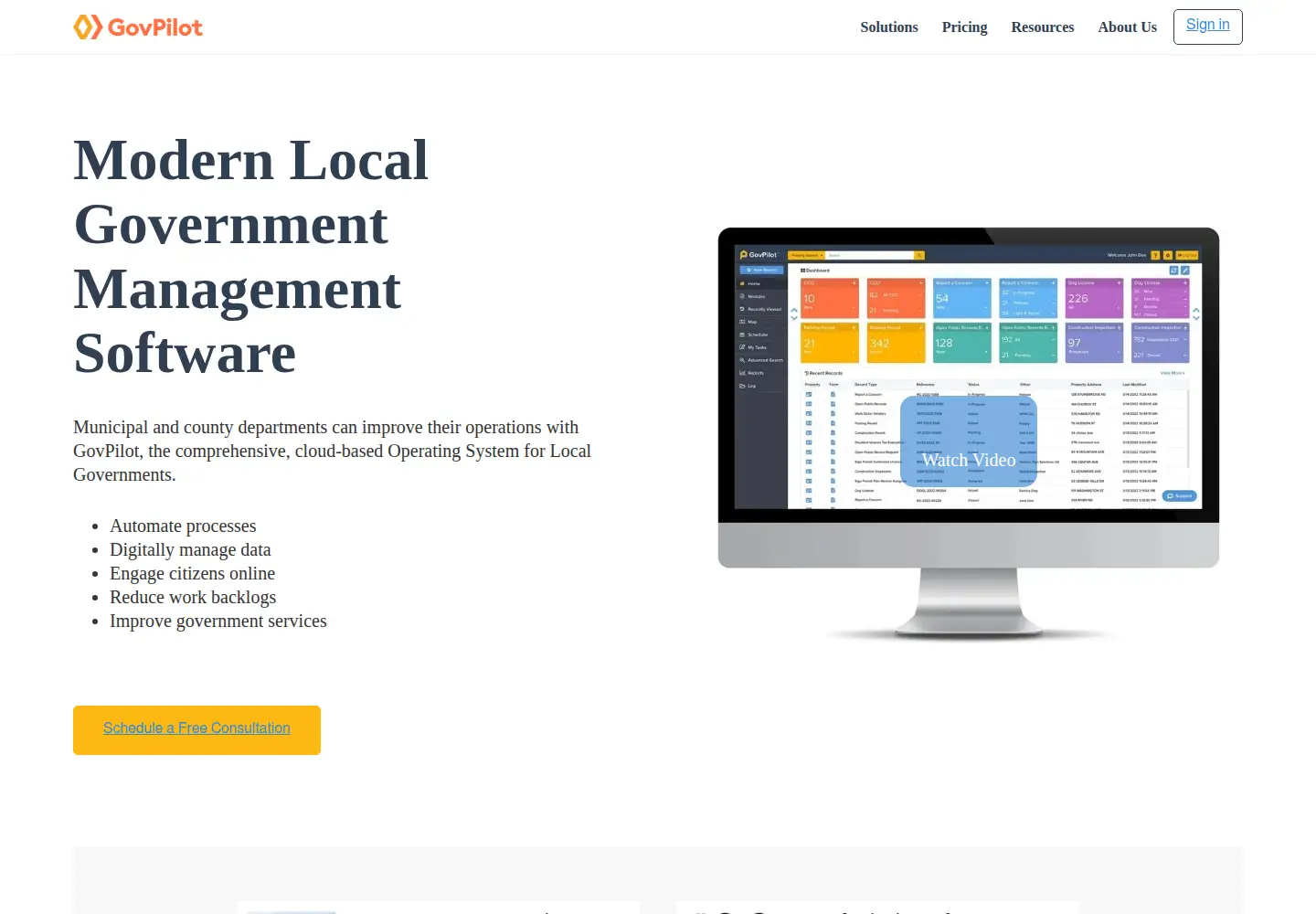 Screenshot of govpilot.com