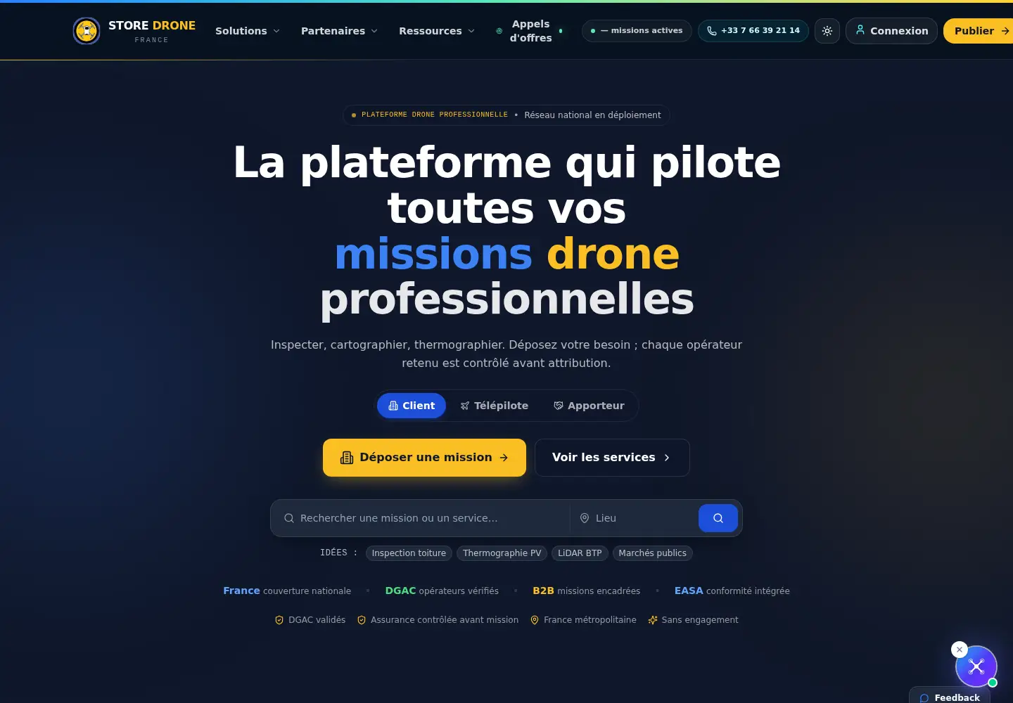 Captured homepage of store-drone-france.fr in the current scan