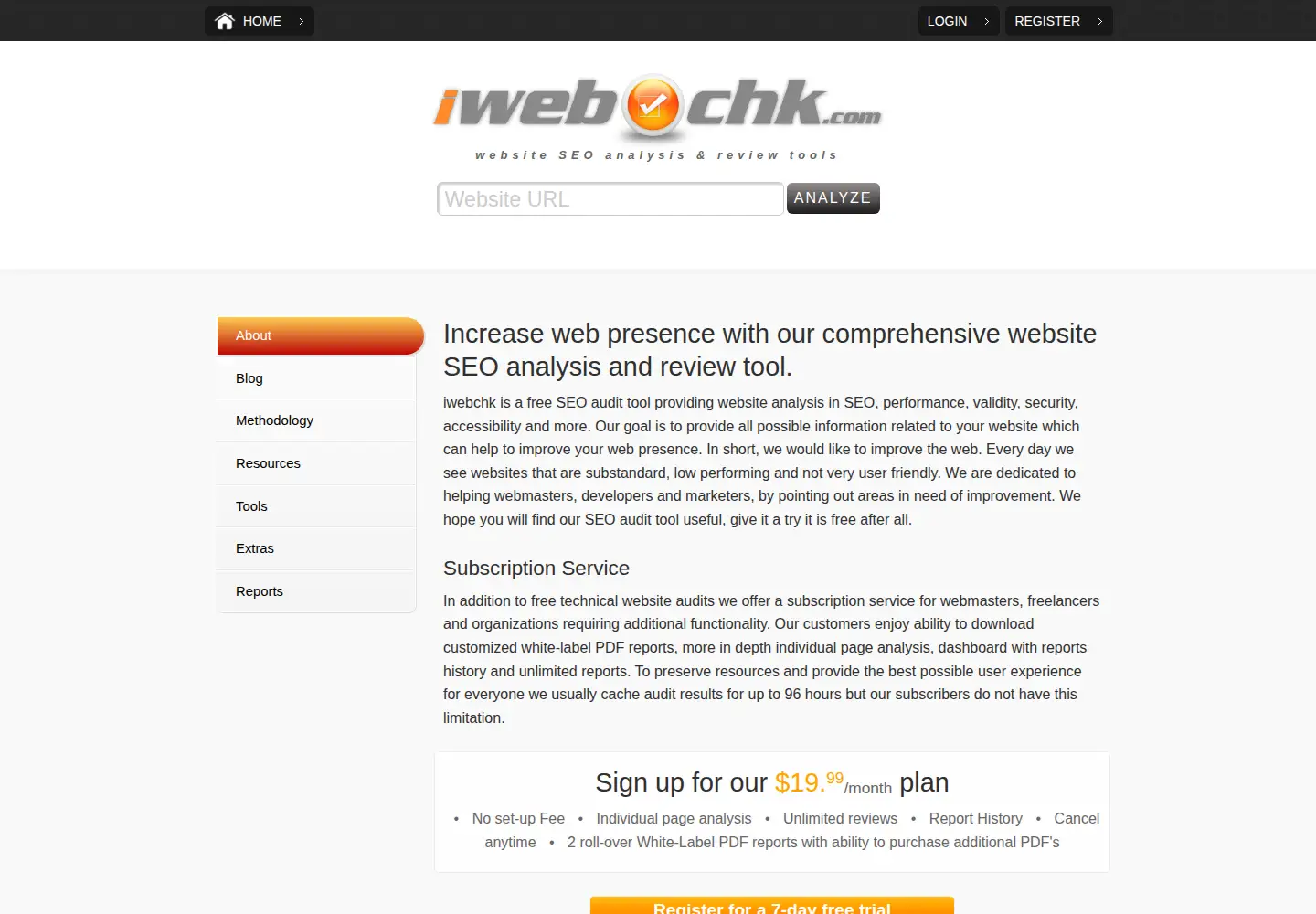 Captured homepage of iwebchk.com in the current scan