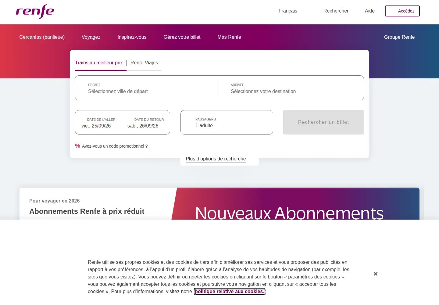Screenshot of renfe.com
