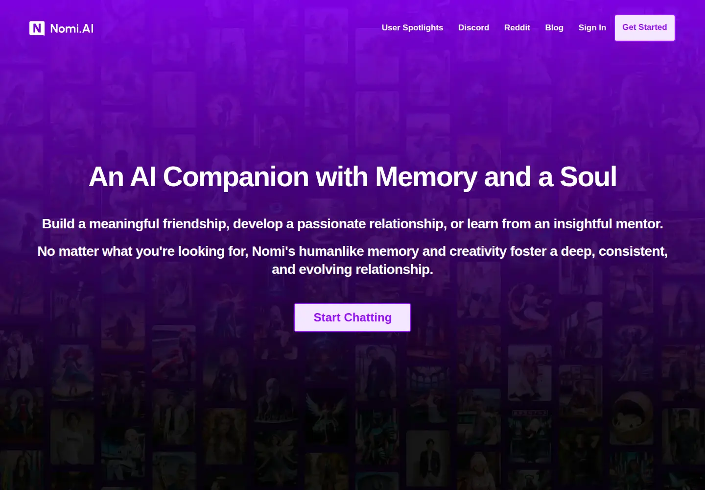 Screenshot of nomi.ai