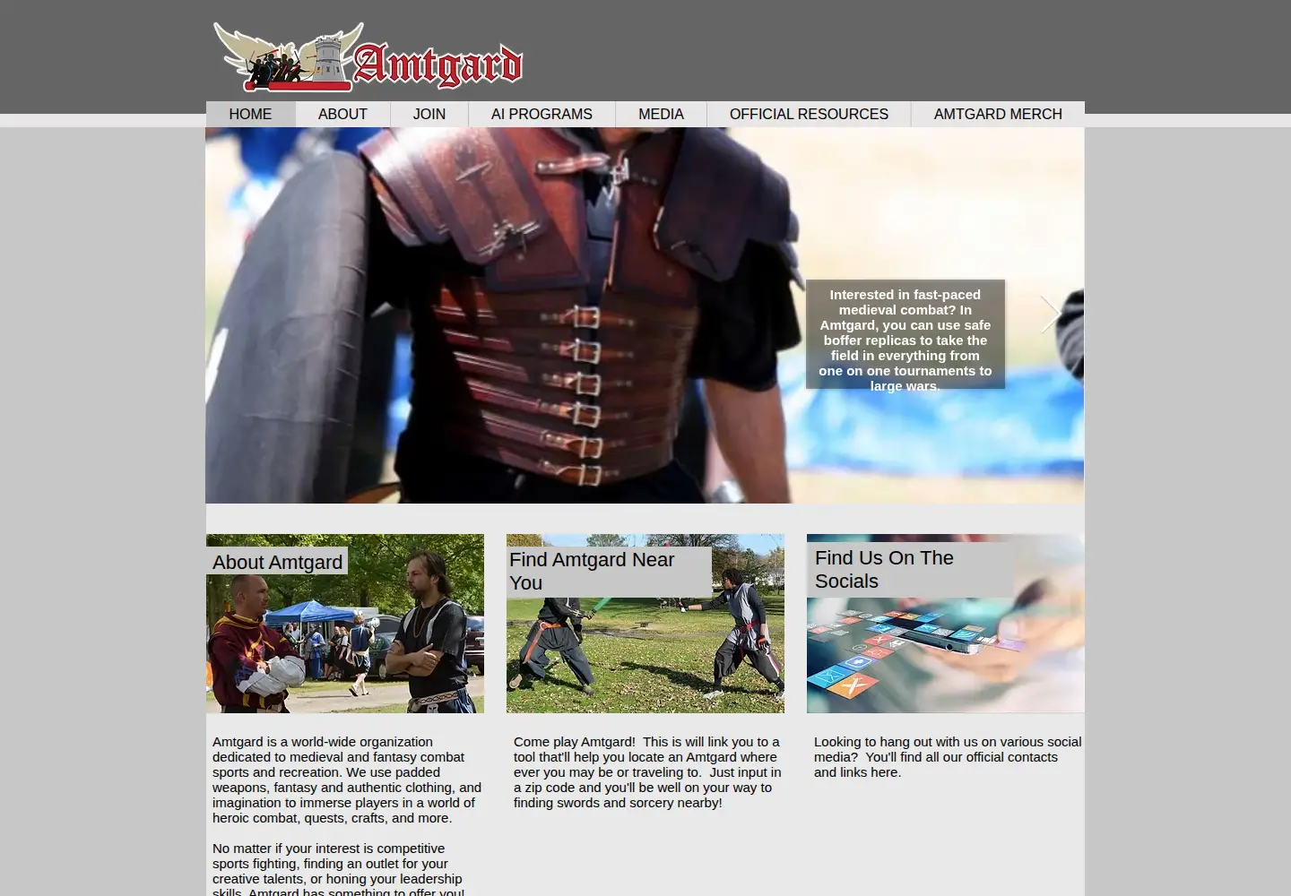 Screenshot of amtgard.com