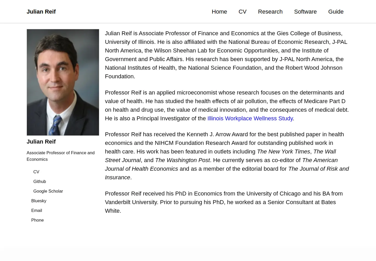 Screenshot of julianreif.com