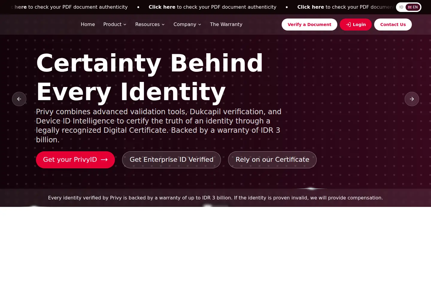 Screenshot of privy.id