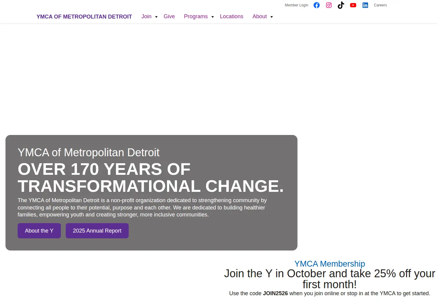 Screenshot of ymcadetroit.org