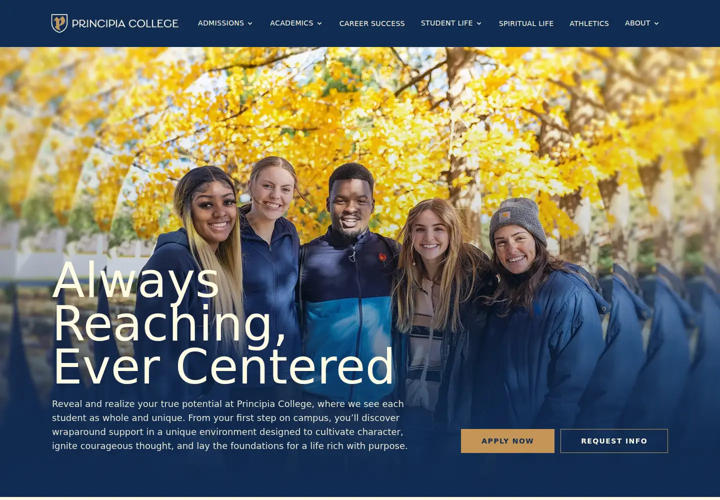 Screenshot of principiacollege.edu