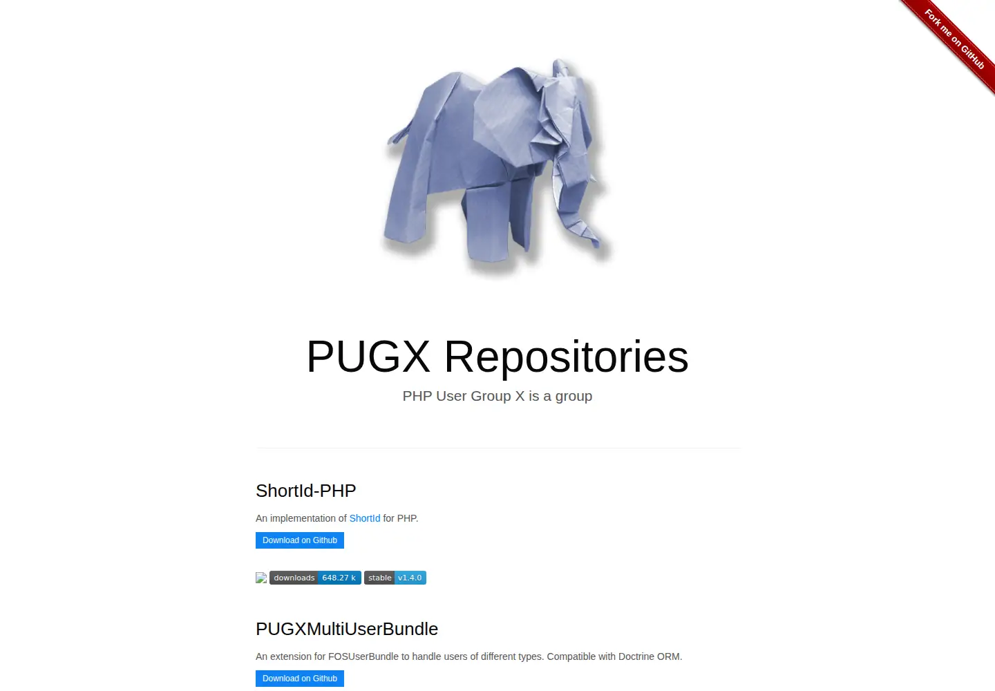 Captured homepage of pugx.org in the current scan