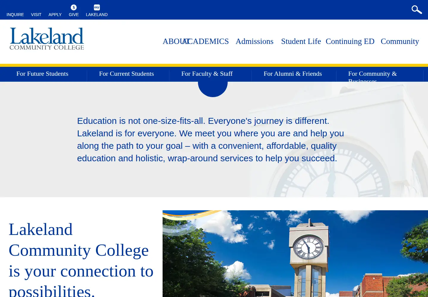 Screenshot of lakelandcc.edu