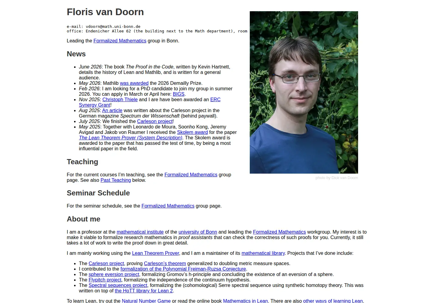 Captured homepage of florisvandoorn.com in the current scan