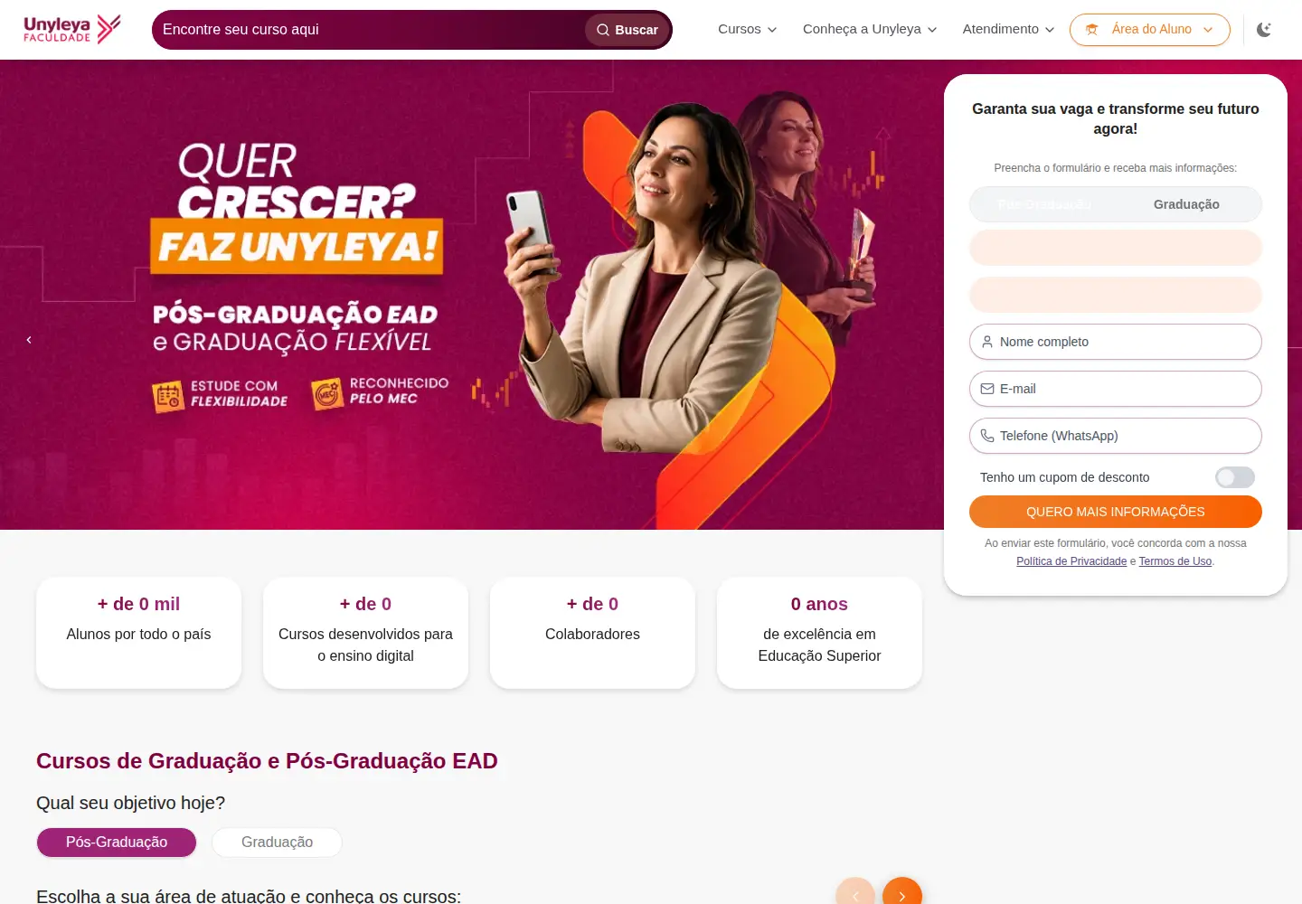 Captured homepage of unyleya.edu.br in the current scan